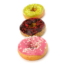 Delicious doughnuts isolated on white background