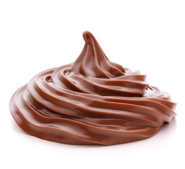 Chocolate cream swirl isolated on white background cutout