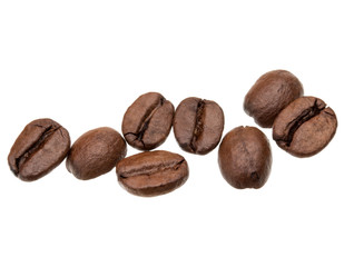 roasted coffee beans isolated in white background cutout