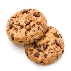 Chocolate cookies isolated on white background cutout