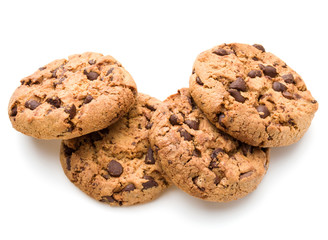 Chocolate cookies isolated on white background cutout