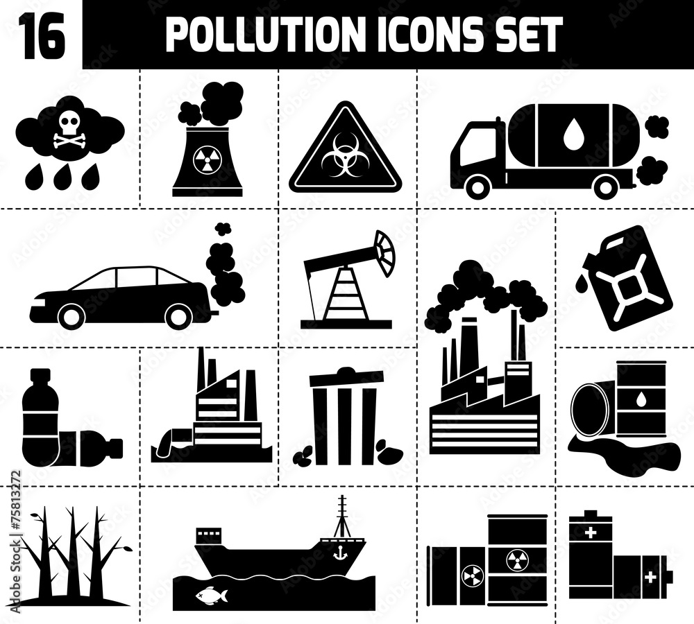 Canvas Prints pollution icons black