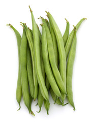 Green beans handful isolated on white background cutout