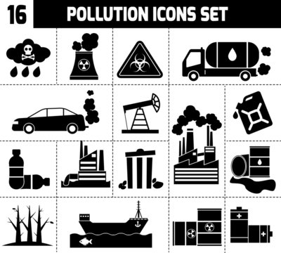 Pollution Icons Black