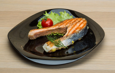 Grilled salmon steak