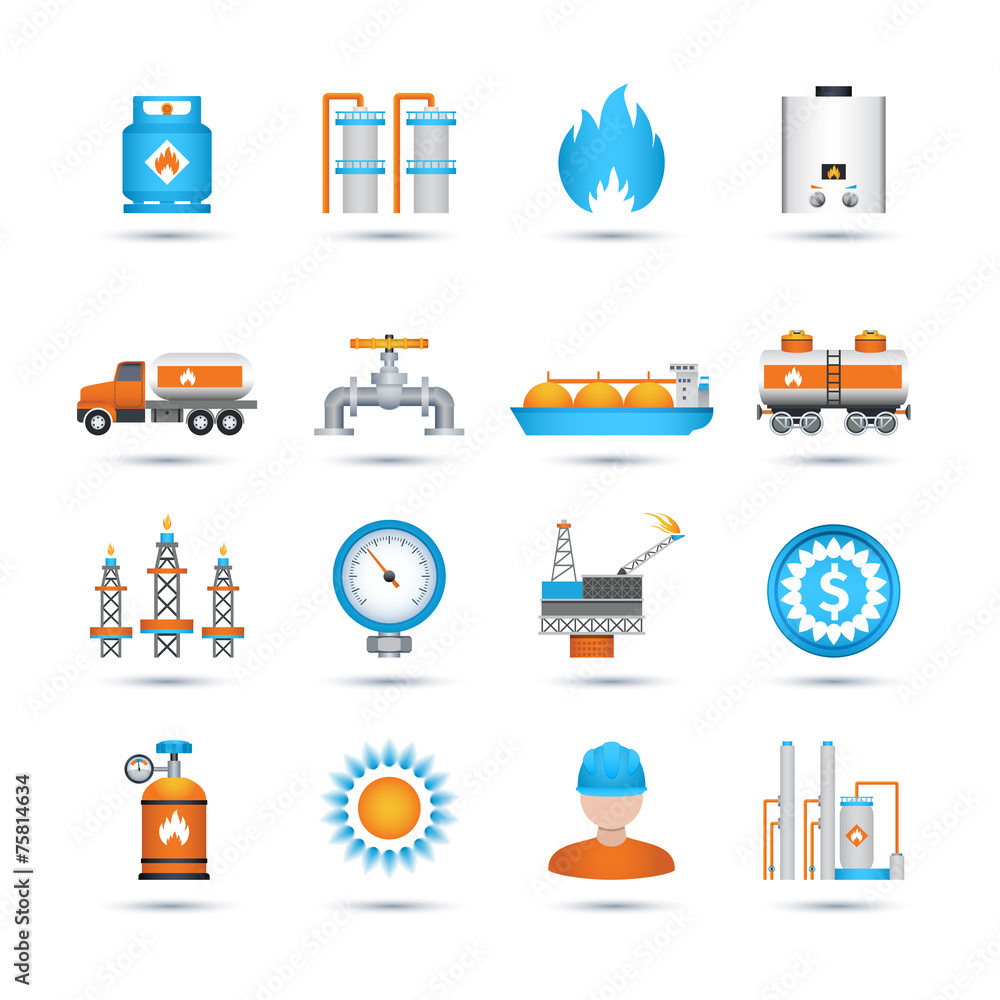 Sticker Gas Icons Set