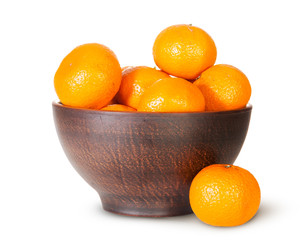 Tangerines In A Ceramic Bowl And One Near