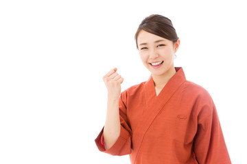 asian businesswoman on white background