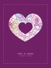 Vector colorful line art flowers heart symbol frame pattern