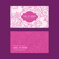 Vector pink flowers lineart horizontal frame pattern business