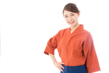 asian businesswoman on white background