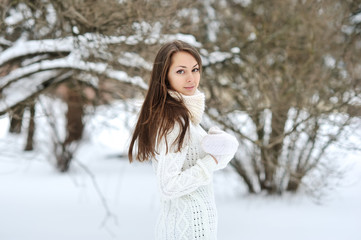 Fototapeta na wymiar Beautiful girl in winter