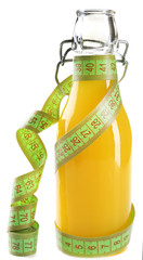 Dietary orange cocktail with centimeter isolated on white