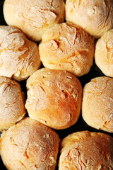 Fresh homemade bread buns  background