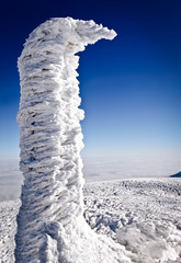 Ice monument on mountain top