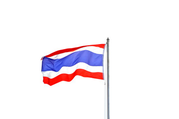 Flag of Thailand waving with white background.