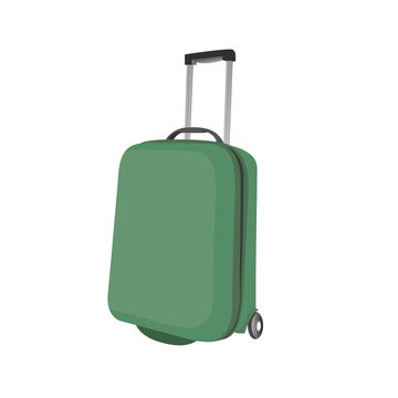 Classic green plastic luggage suitcase for air or road travel. V