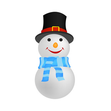 Snowman isolated on white background. Vector illustration.