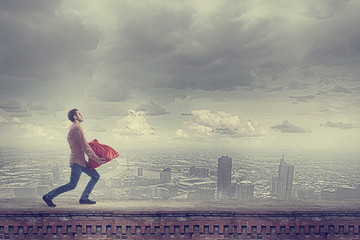 Man with red bag