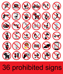 Set of prohibited signs