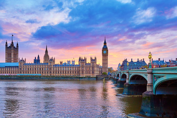 Fototapeta Big Ben and Westminster Bridge with river Thames obraz