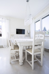 White table in dining room
