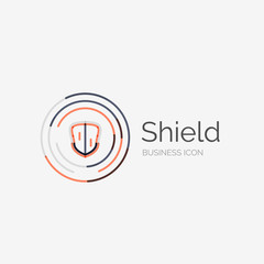 Thin line neat design logo, shield icon