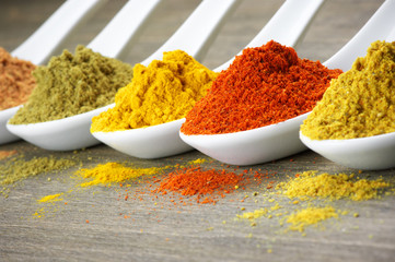 Assorted powder spices