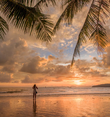 Fototapeta premium Sunset on the beach of Ao Nang