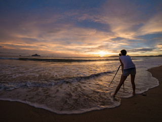 Tropical sunset on the beach. Ao-Nang. Krabi