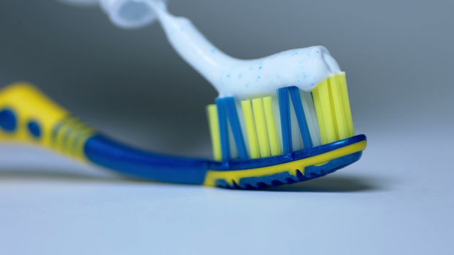 Close-up tooth brush and paste