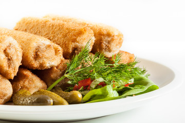 Delicious croquettes with meat and salad