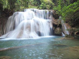 Fototapeta na wymiar Beautiful Waterfall in Kanchanaburi Province , Thailand