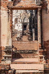 Detail der Tempelruine Wat Ratchaburana in Ayutthaya, Thailand