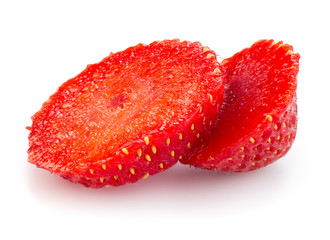 Strawberry slices isolated on white