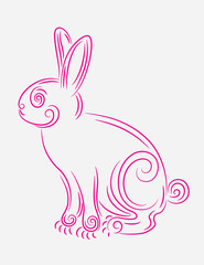 Rabbit ornament, art vector decoration