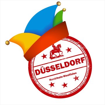 Karneval in D&uuml;sseldorf Helau Stempel Narrenkappe Fasching