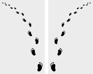 Black trail left and right of baby footsteps, vector