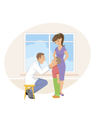 Mom and son in doctor's office