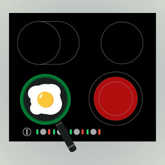 Fried egg in the pan illustration
