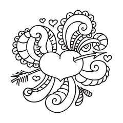 Doodle on Valentine's Day. Isolated template.