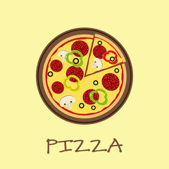 Pizza on the wooden board