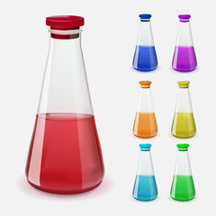 Bottles of potion. Vector illustration.