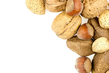 Almonds, walnuts, brazil nuts and hazelnuts in shells