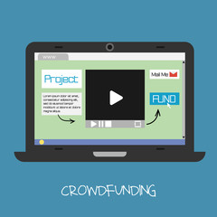 Vector crowdfunding concept. Online fund the project.