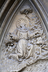 Saint Francis, portal of Minoriten kirche in Vienna, Austria