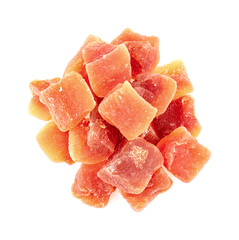 Aerial shot of dehydrated papaya pieces