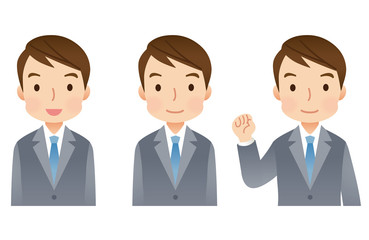 スーツを着た男性　ビジネスマン　表情セット