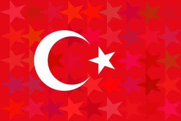 Turkey flag on unusual red stars background.