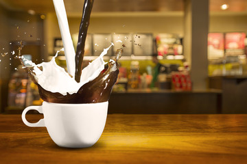 Glass of Hot Coffee in Coffee Shop